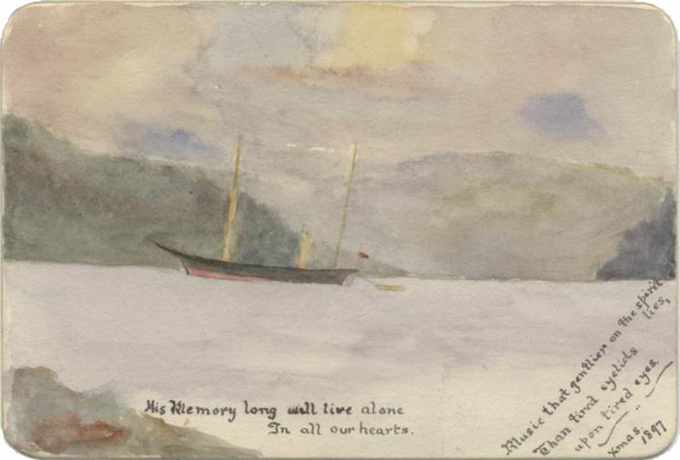 hand-painted card of the Griffin in a loch